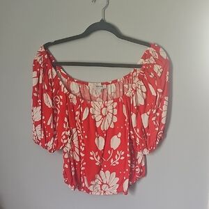 Haute Hippie Red Floral Blouse